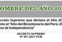 Nombre oficial del año 2021 Perú