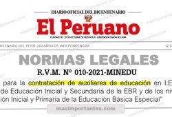 Norma para la contratación de Auxiliares de Educación