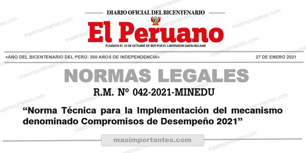 Norma para la implementación de los Compromisos de Desempeño 2021