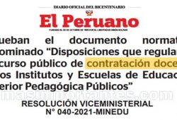 Norma Contratación Docentes 2021 Institutos y Escuelas de Educación Superior
