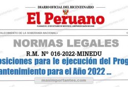 Disposiciones para el Programa de Mantenimiento 2022