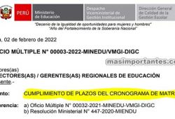 Cumplimiento del Cronograma de Matrícula