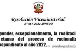 Suspenden Proceso de Racionalización 2022