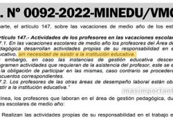 Actividad de los Docentes en Vacaciones de medio año