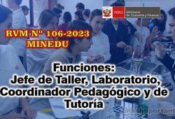 Funciones del Jefe de Taller, Laboratorio y Coordinadores Pedagógico yde Tutoria
