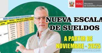 Escala de sueldos a partir de noviembre del 2025